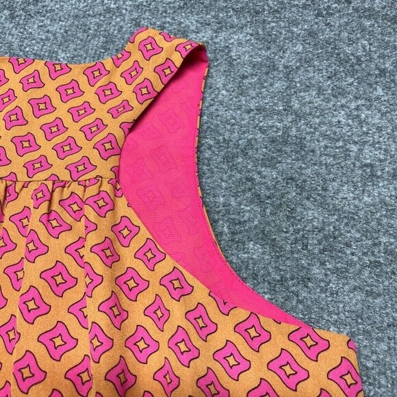 Azel Hazel Tunic Top Womens L Orange Pink Geometric Sleeveless V Neck Lined - Picture 8 of 11